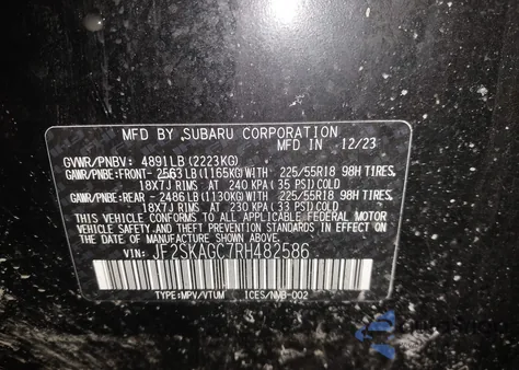 2024 Subaru Forester Sport from USA, damaged, VIN JF2SKAGC7RH482586